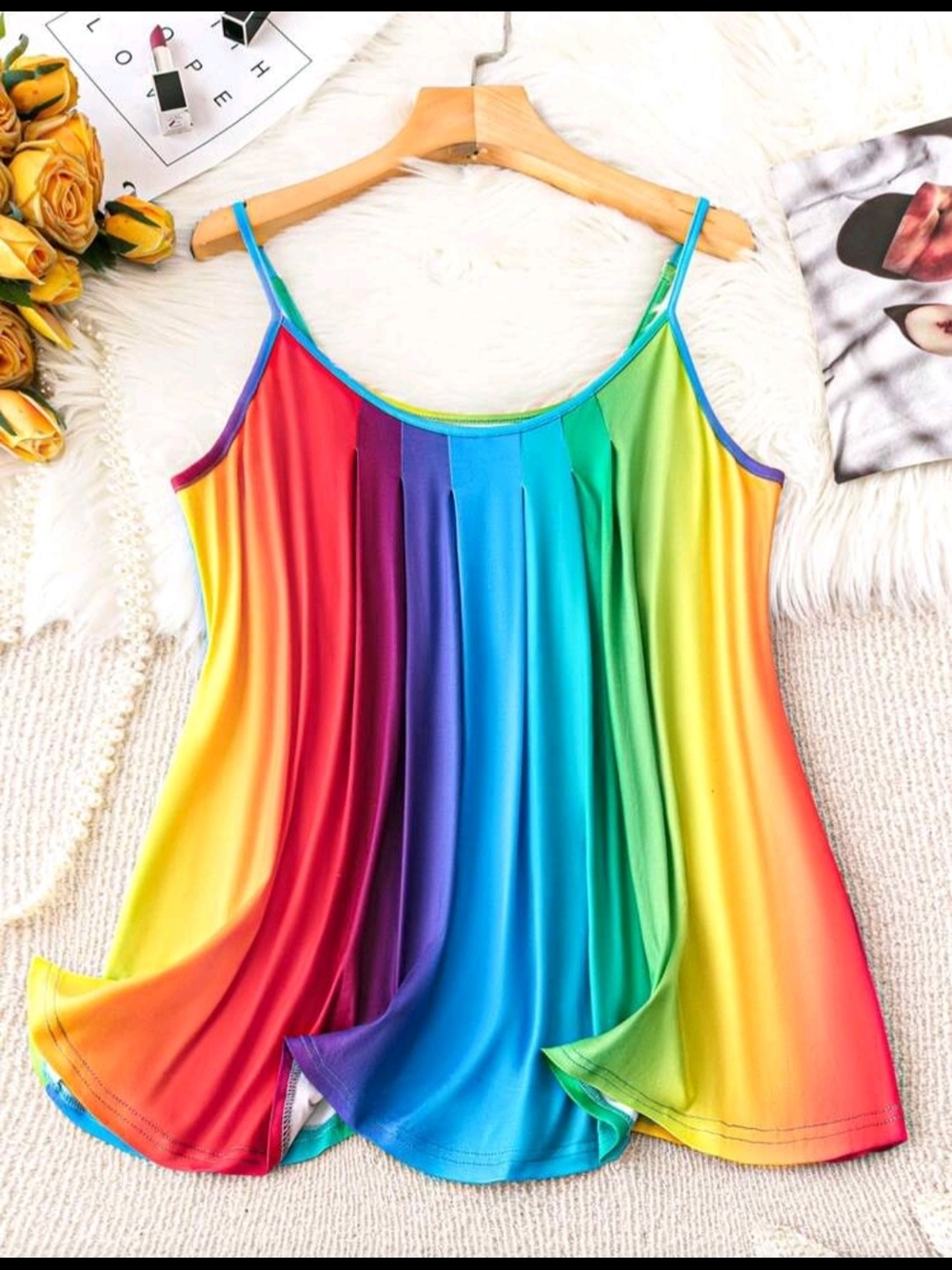Women’s Rainbow Striped Spaghetti Strap Tank Top